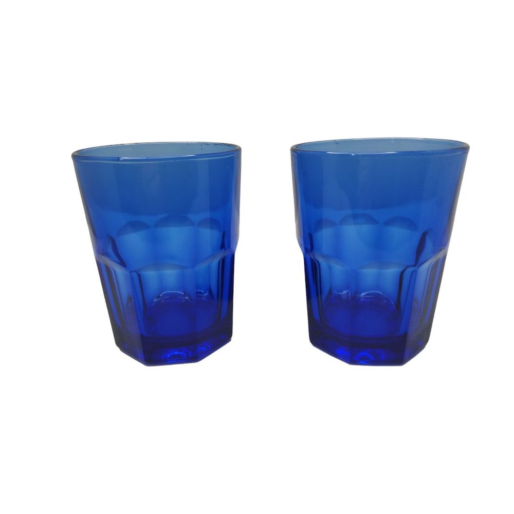 vintage set of crisa boston cobalt blue 8oz glass tumblers
